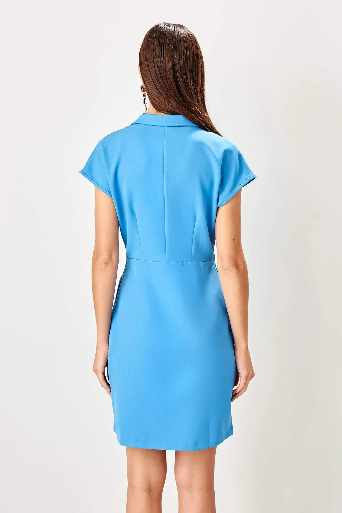 12829 Blue Wrap Skirt Dress