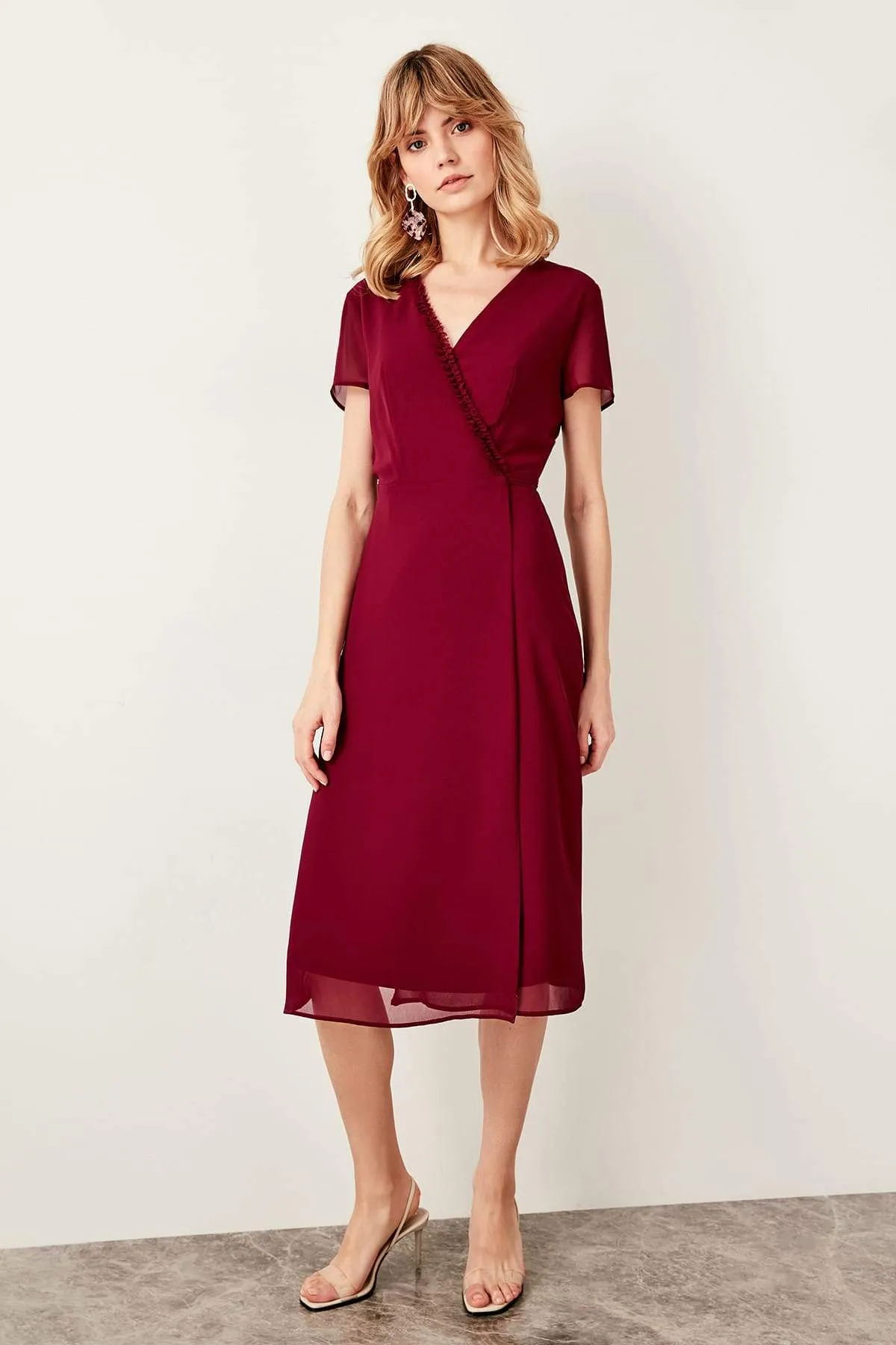 13477 Fushia Wrap Dress