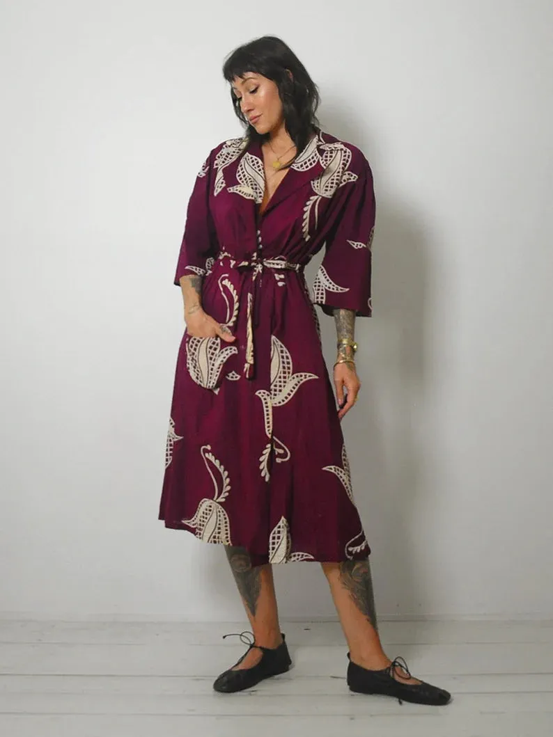 1950's Botanical Print Wrap Dress