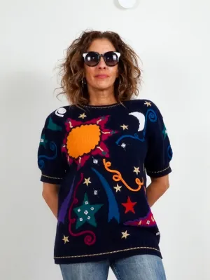 80's Galaxy Embroidered Sweater