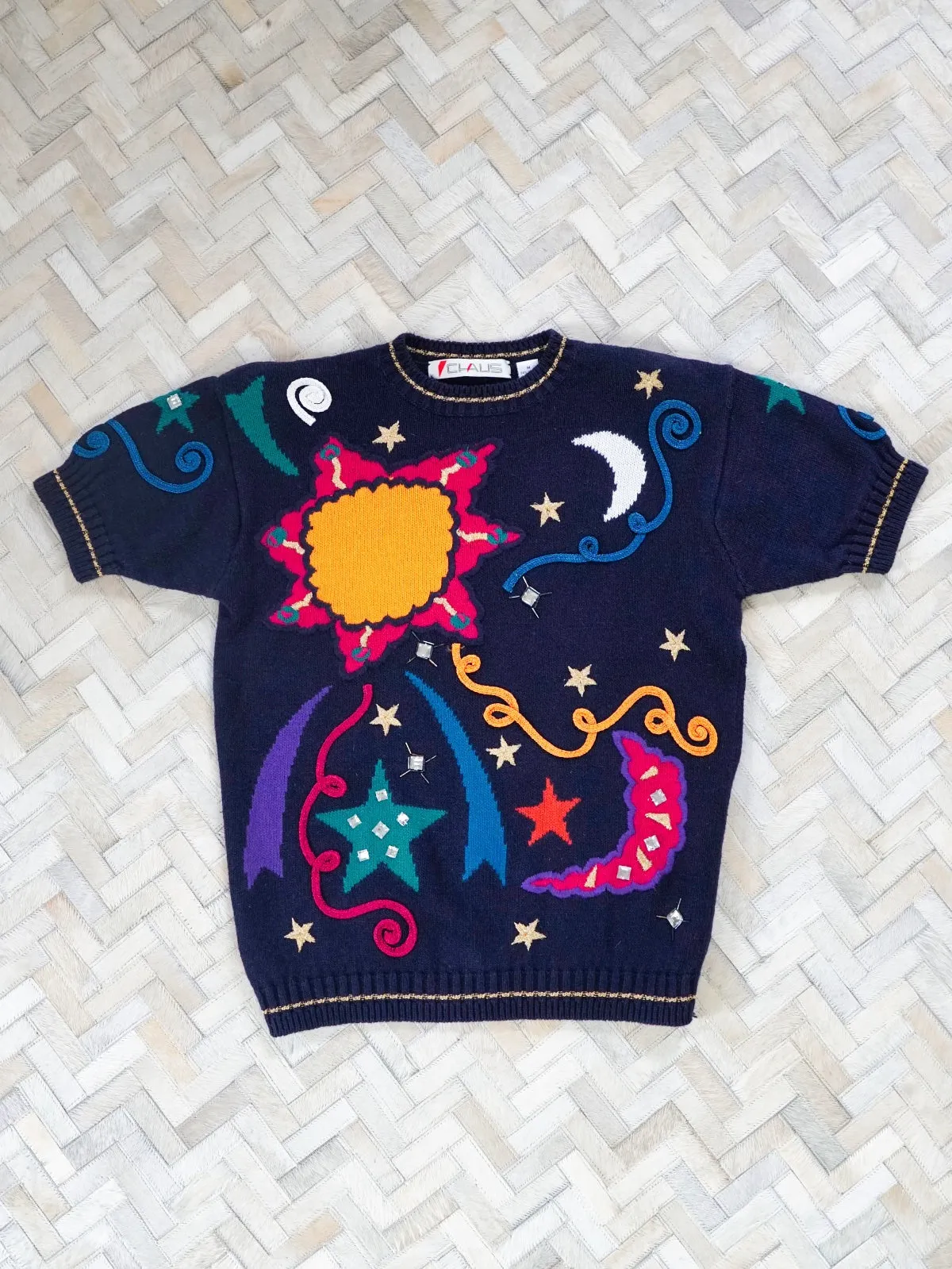 80's Galaxy Embroidered Sweater