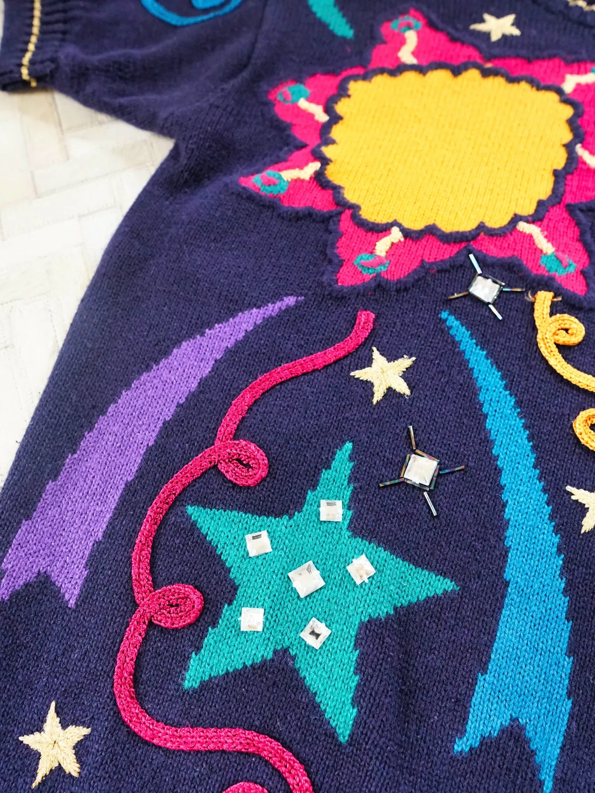 80's Galaxy Embroidered Sweater