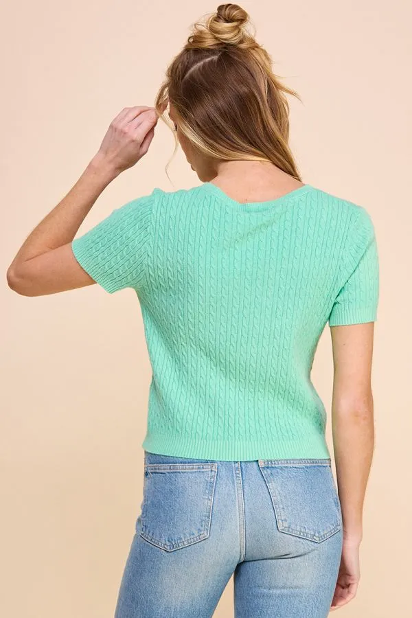 AE Knit V-Neck Short Sleeve Top