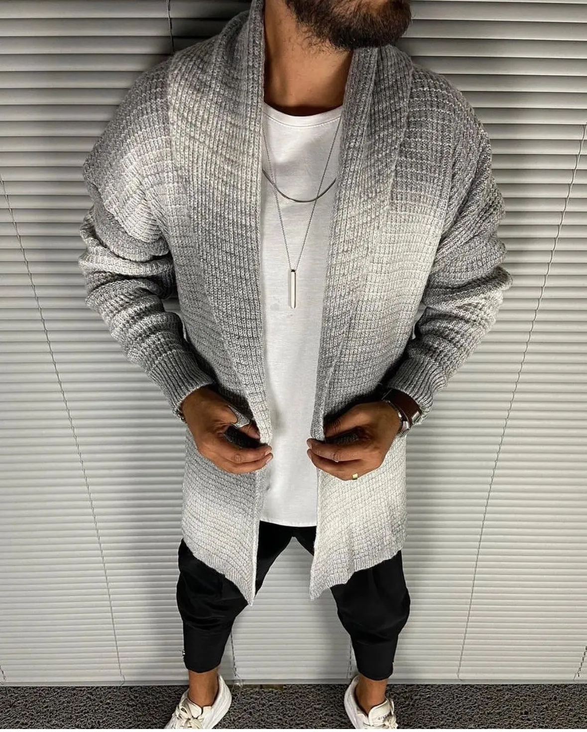 [Alan] Shaded Gray Lightweight Oversized Cardigan