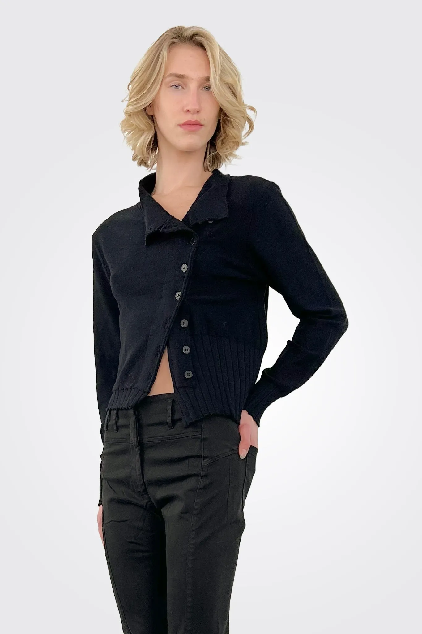 Asymmetric Cardigan - Black