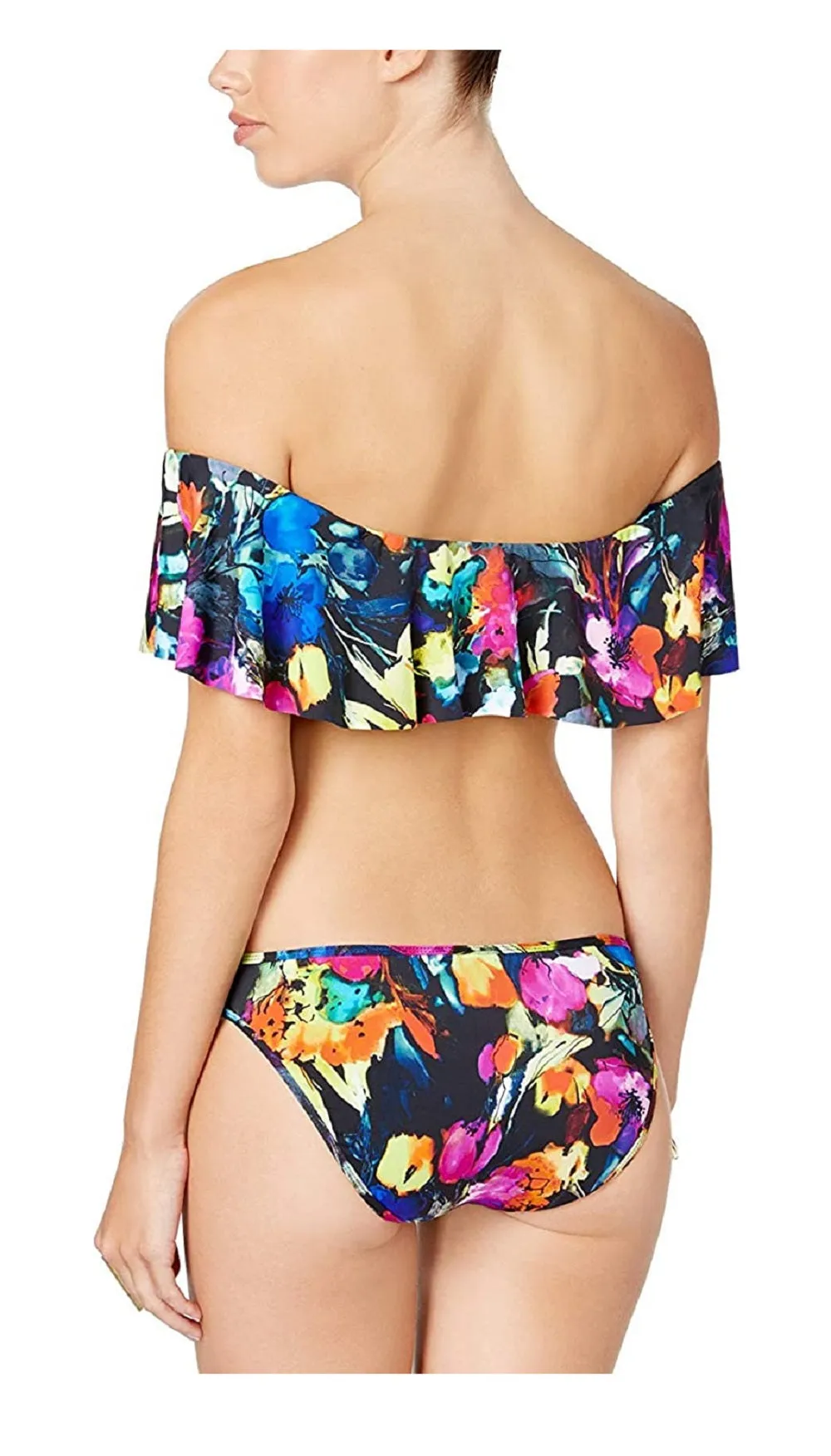 Bar III Women's Painted Posies Printed Off-The-Shoulder Bikini Top (Multi, Small)