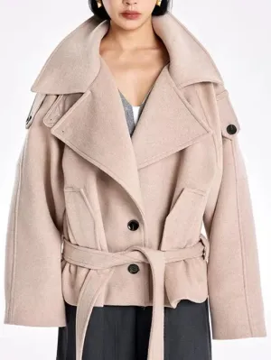 Belted Oversize High-Collar Jacket