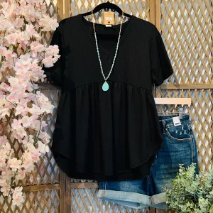 Black Solid Baby Doll Tops