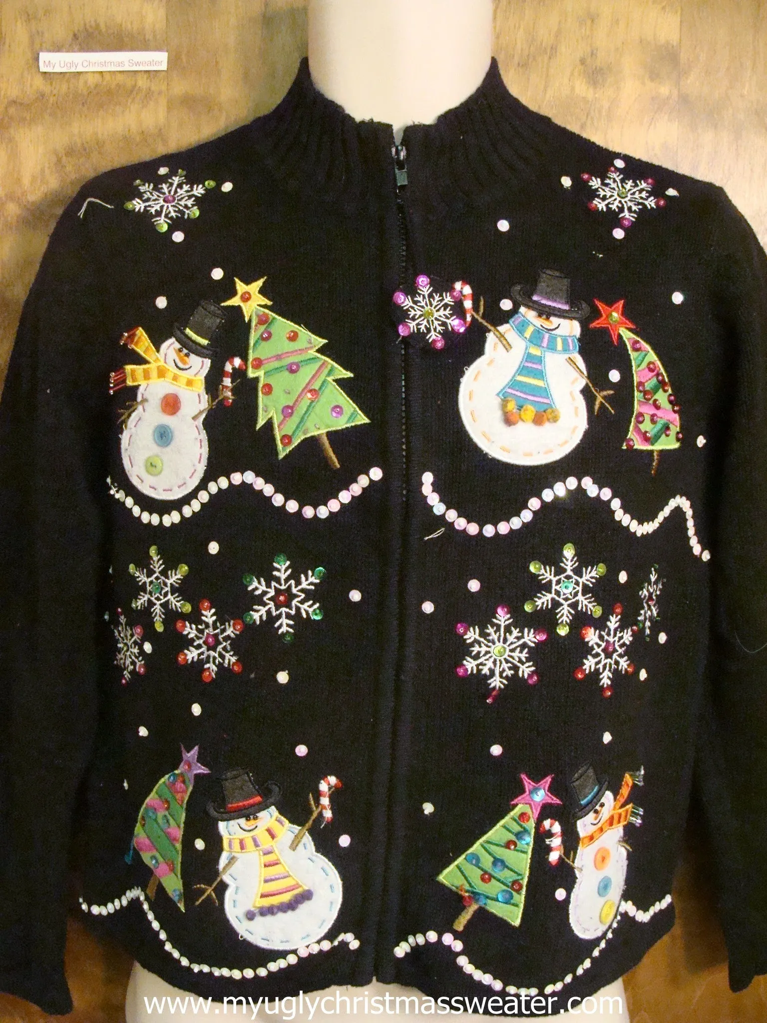 Bling Snowflakes and Trees Ugly Christmas Sweater