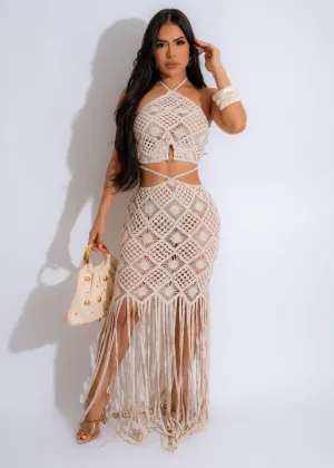 Bohemian Dreams Crochet Skirt Set Nude