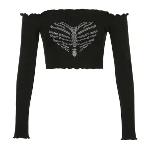 Bones Rhinestone Bardot Top