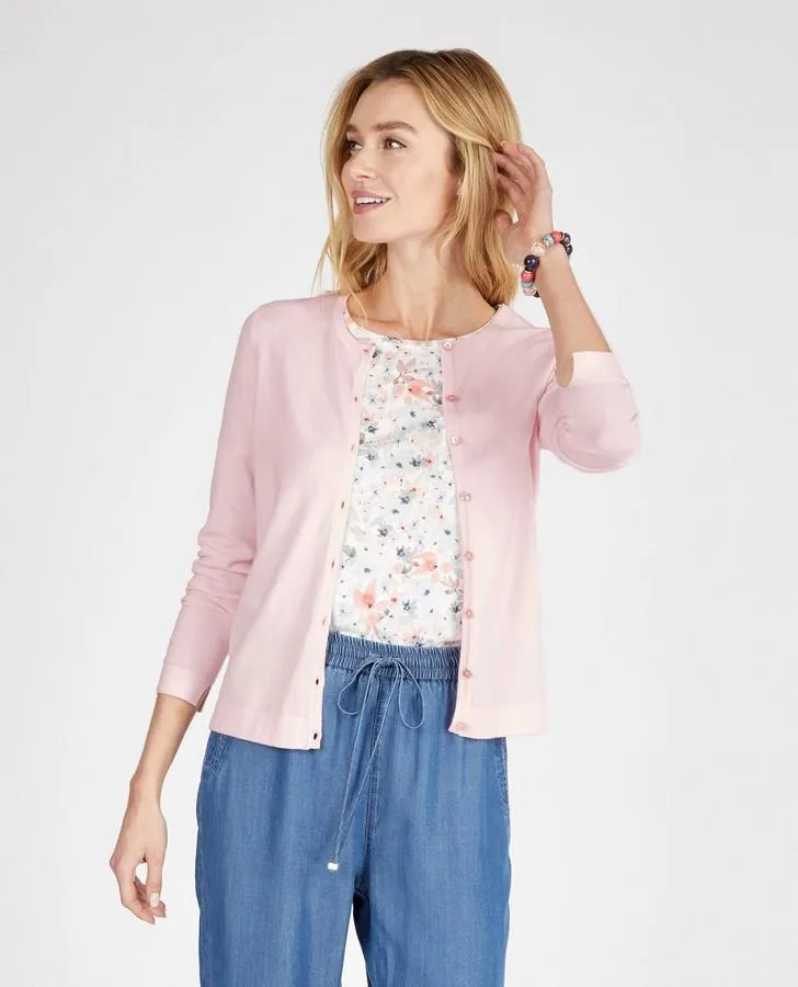 Camellia Pink Crew Neck Cardigan