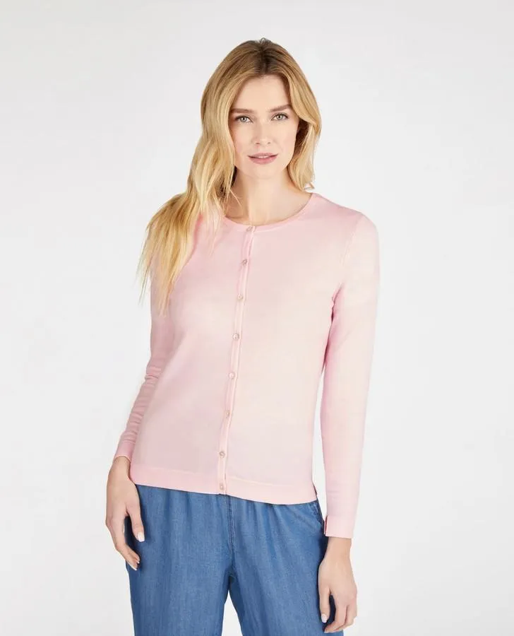 Camellia Pink Crew Neck Cardigan