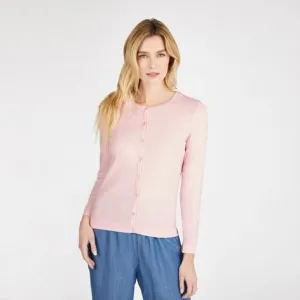 Camellia Pink Crew Neck Cardigan