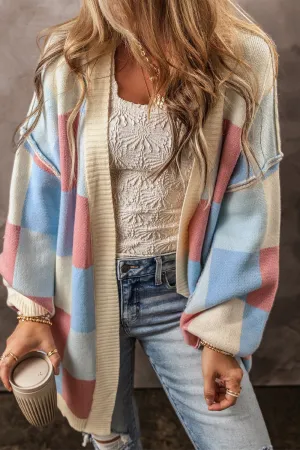 Chablis Color Block Open Front Cardigan