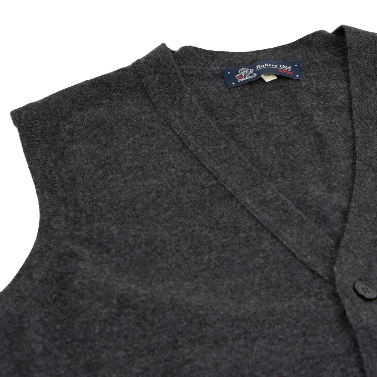 Charcoal Beaulieu Cashmere Sleeveless Cardigan