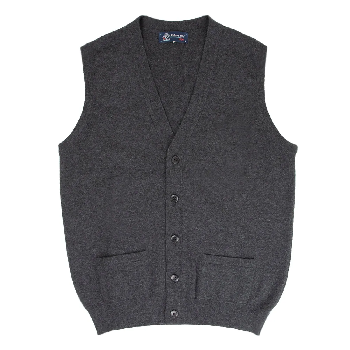 Charcoal Beaulieu Cashmere Sleeveless Cardigan