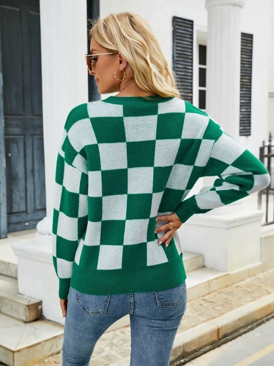 Checkered Green Sweater