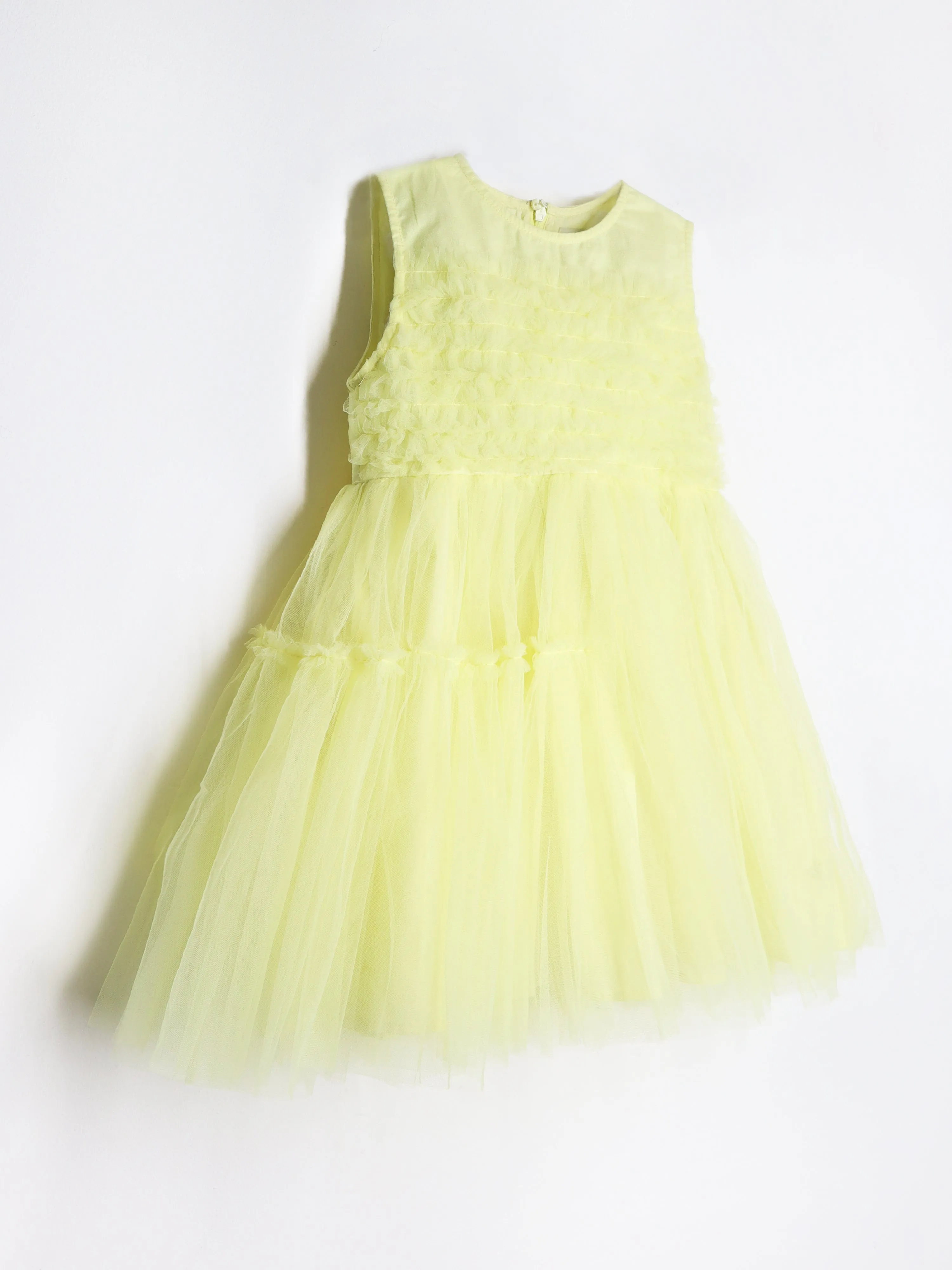 Cherry Crumble Cotton Blend Yellow Round neck with Zipper Closure Frills Fit & Dress Flare For Girls