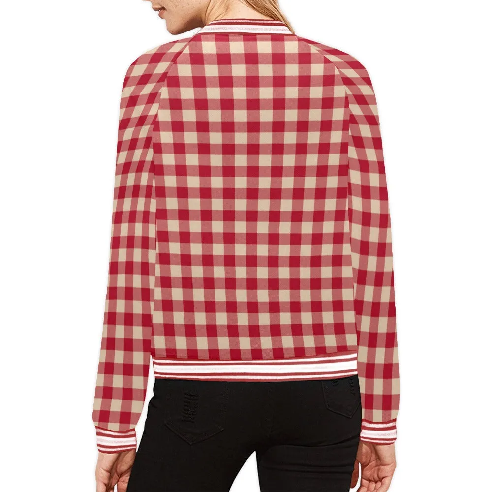 Christmas Tartan Bomber Jacket for Women