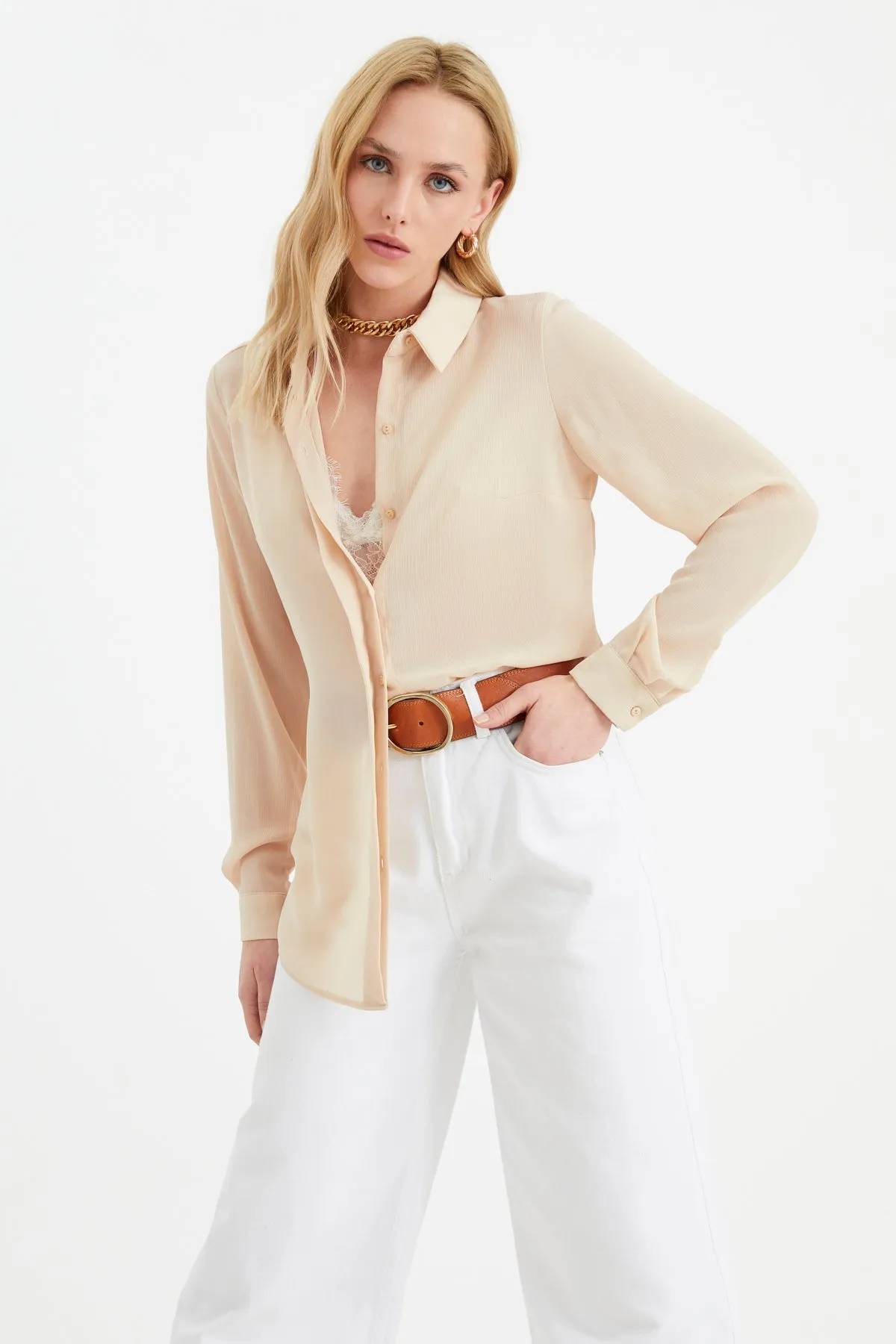 Classic Georgette shirt - BEIGE