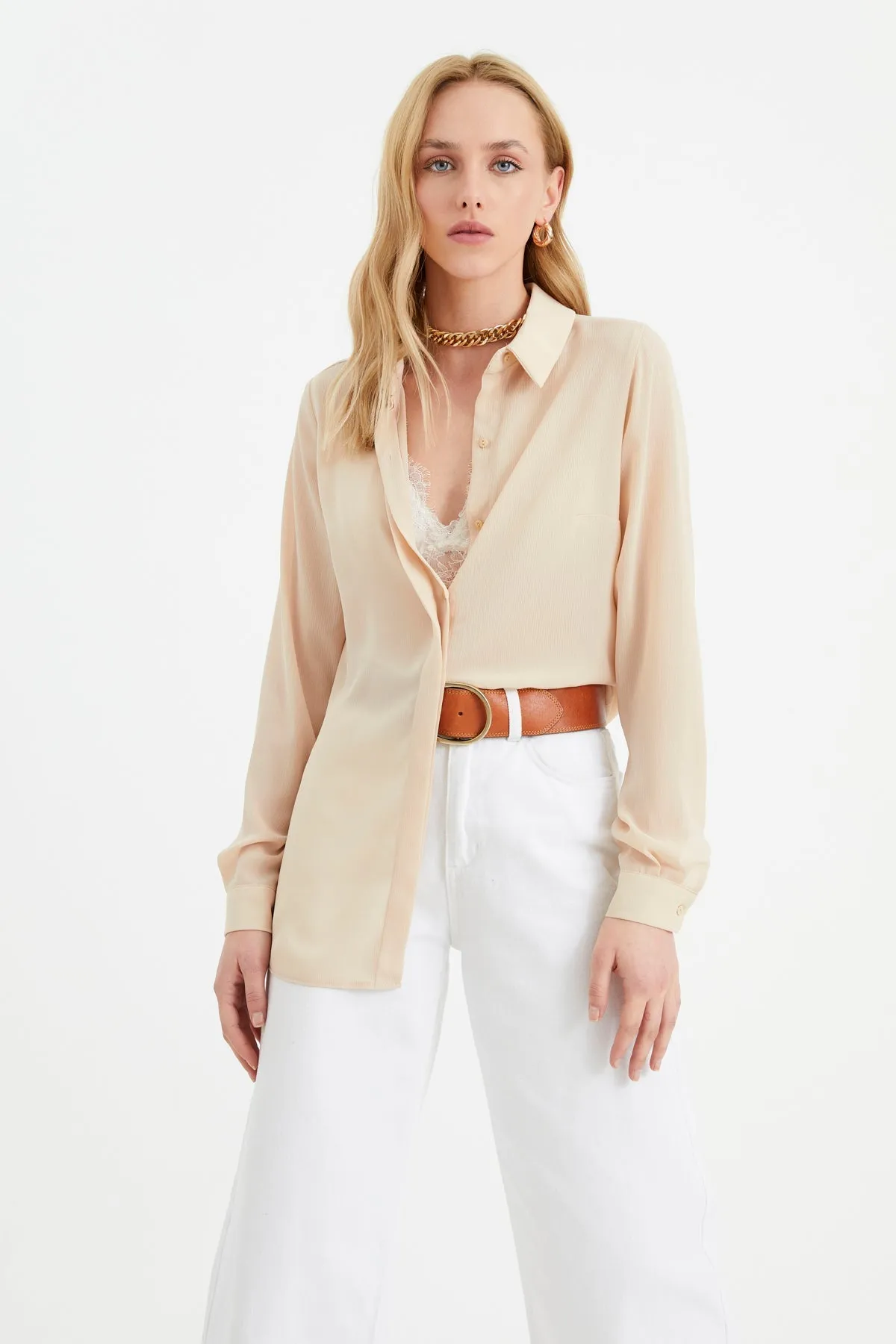 Classic Georgette shirt - BEIGE