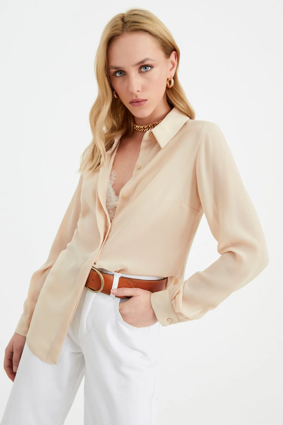 Classic Georgette shirt - BEIGE