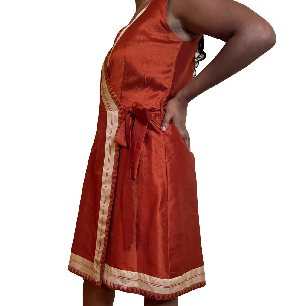 Cochin Clay - Silk Sari Fabric Wrap Dress