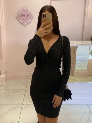 Connie Black & Silver Knit Dress