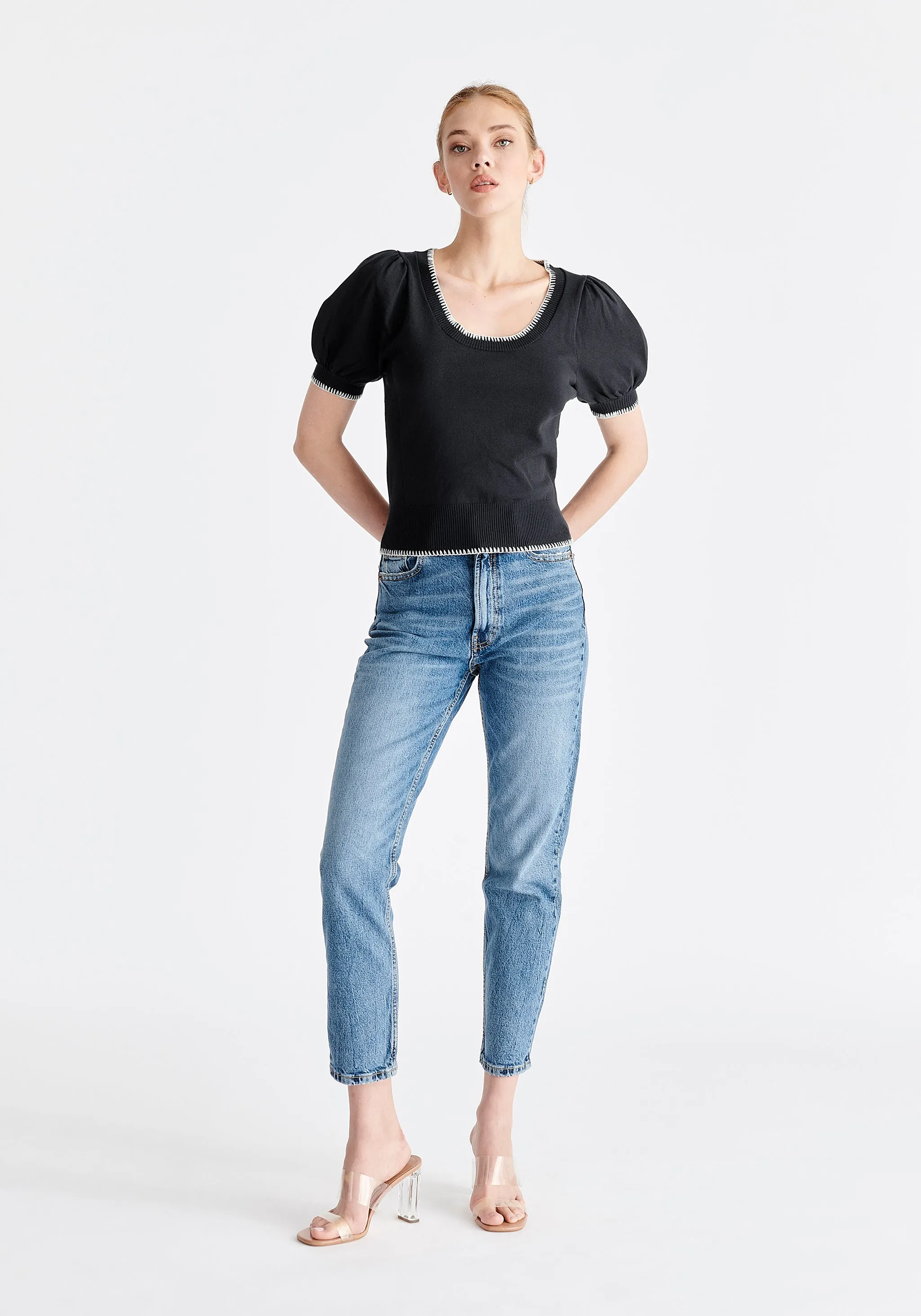 Contrast Whipstitch Top