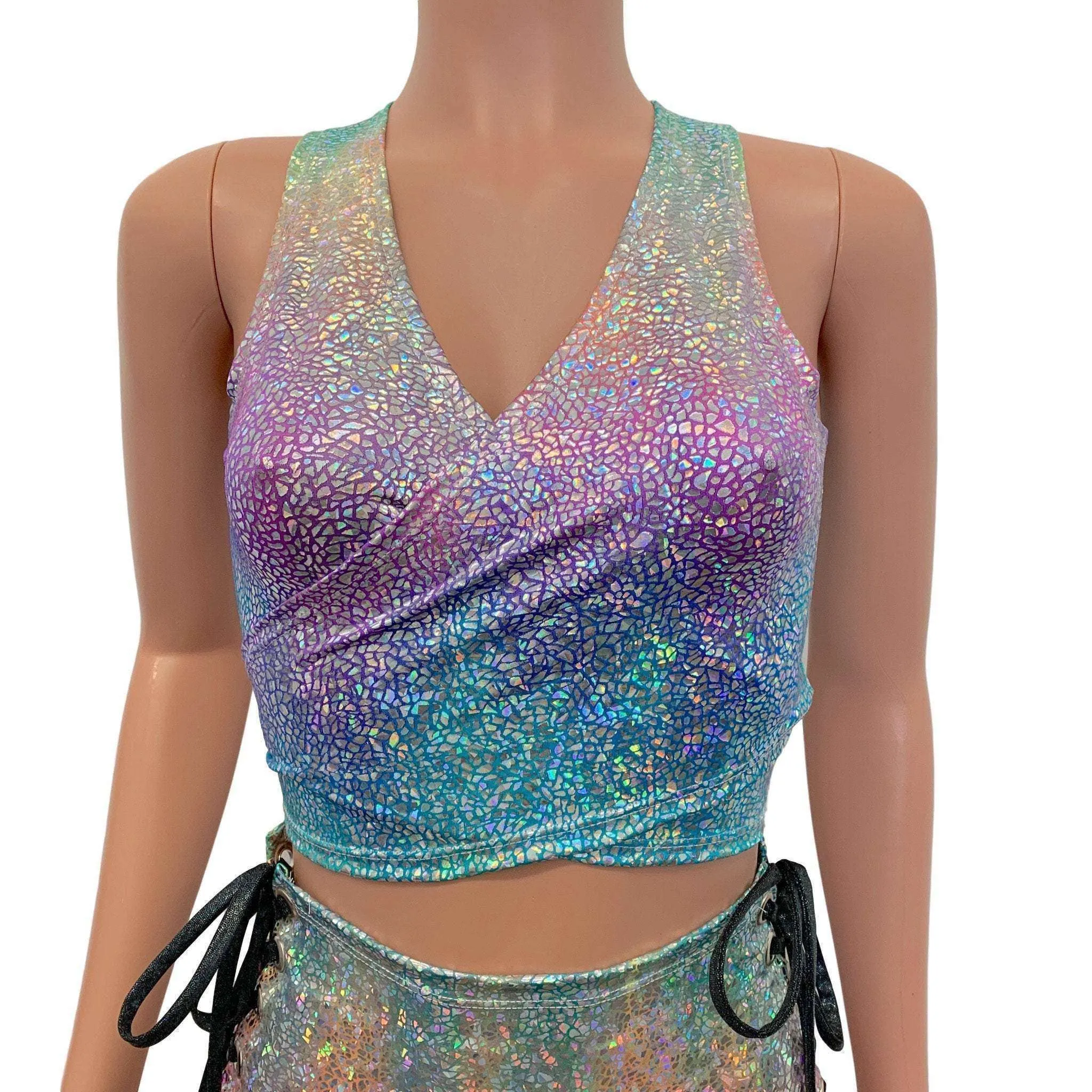 Crop Wrap Top - Rainbow Avatar - Choose Sleeve Length