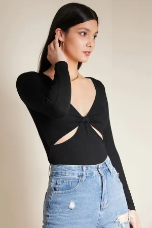 Cut Out Ruched Knot Top