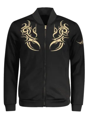 Cute Zippered Embroidered Bomber Jacket