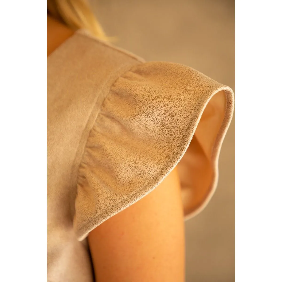 Dakota Ruffle Sleeve Leather VOY Top