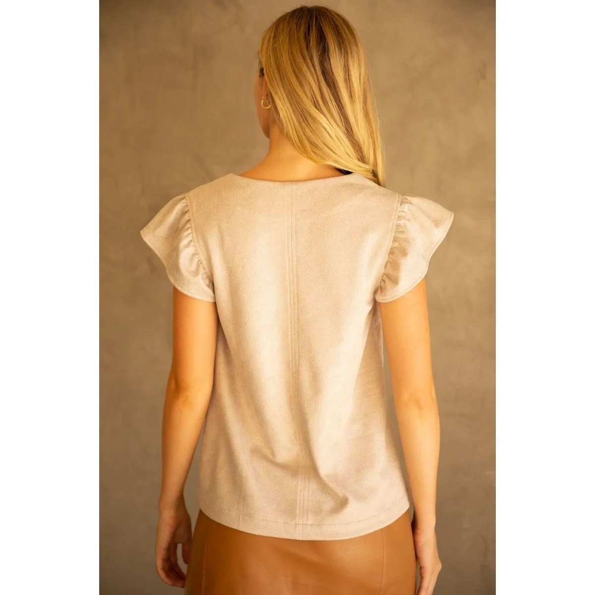 Dakota Ruffle Sleeve Leather VOY Top