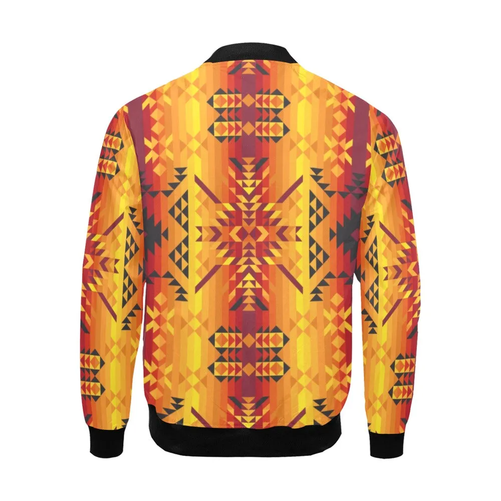 Desert Geo Yellow Red Bomber Jacket for Men