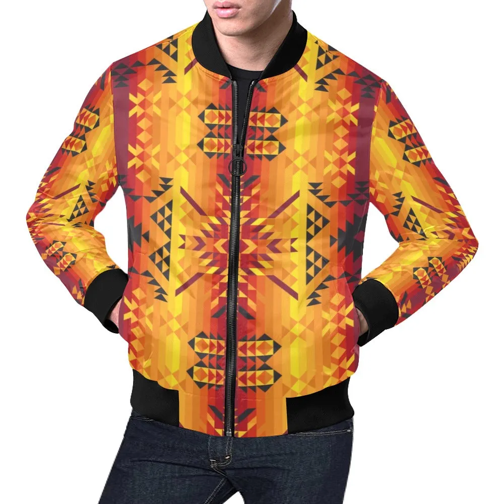 Desert Geo Yellow Red Bomber Jacket for Men