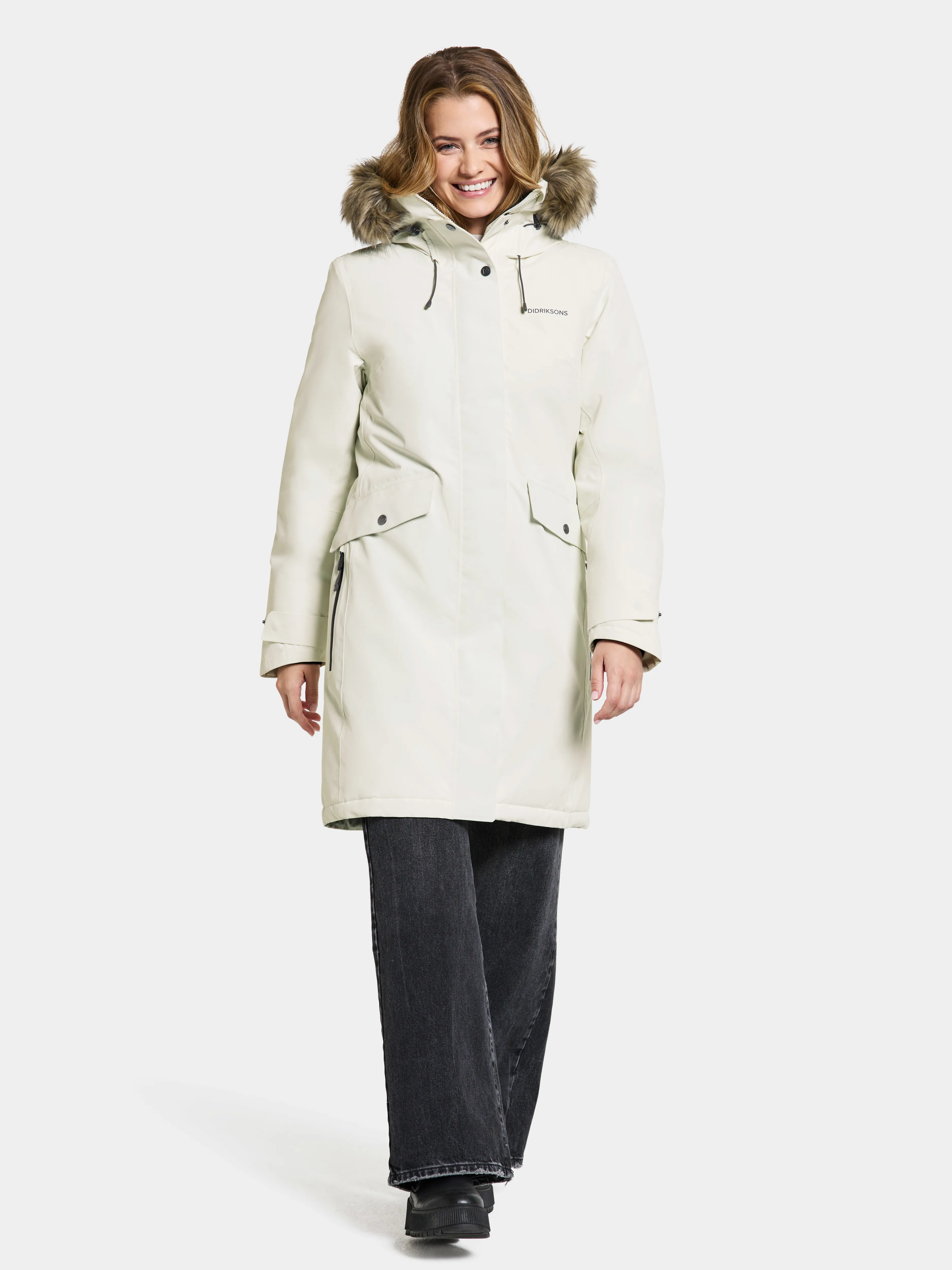 Didriksons Women&#x27;s Erika Parka 3 White Foam | Buy Didriksons Women&#x27;s Erika Parka 3 White Foam here | Outnorth