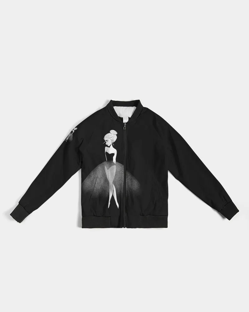 DOLLY DOODLING Ballerina Black Women's Bomber Jacket