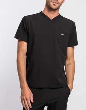 Essential V Neck Scrub Top - Black