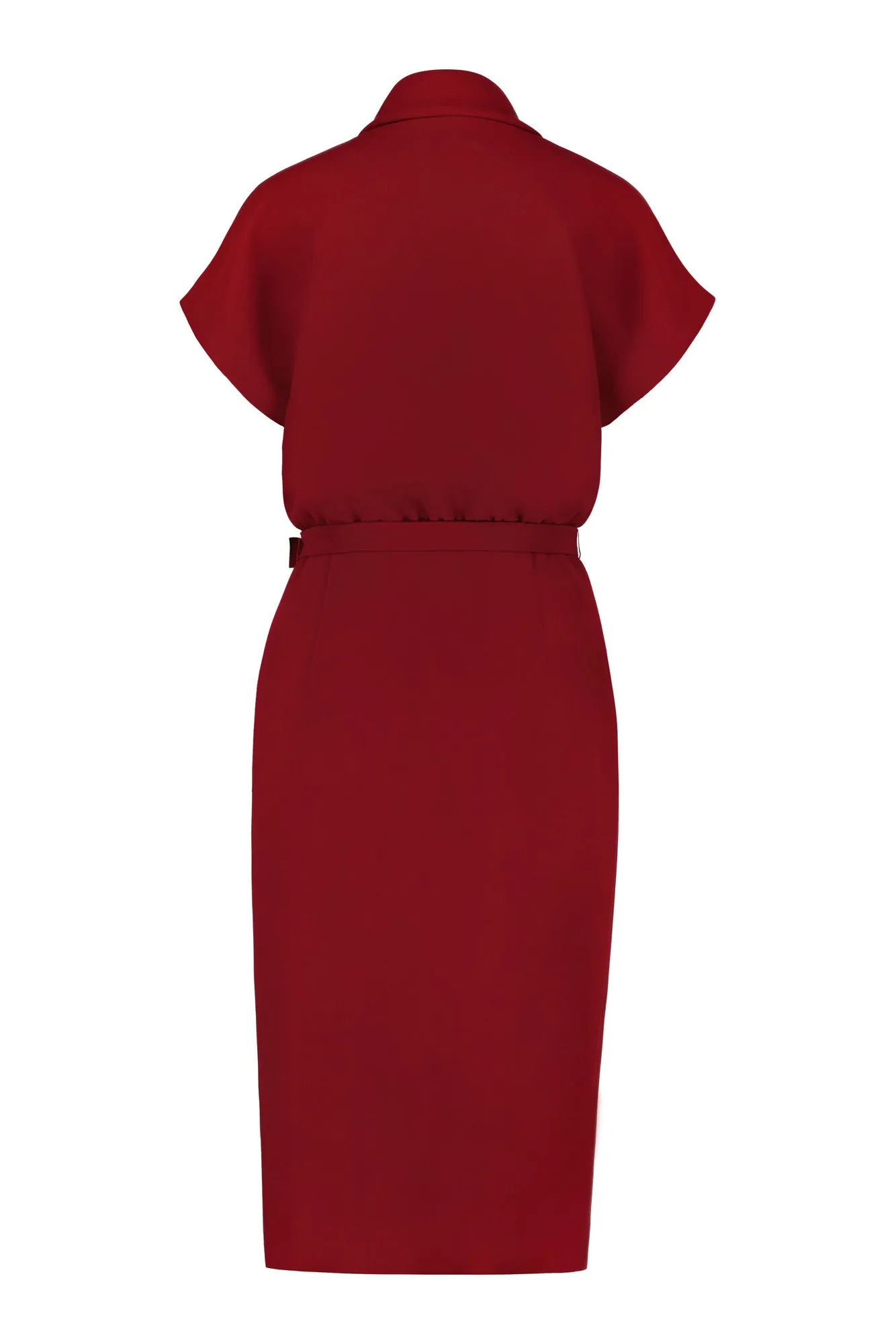 EUPHORBIA DEEP RED WRAP PENCIL DRESS