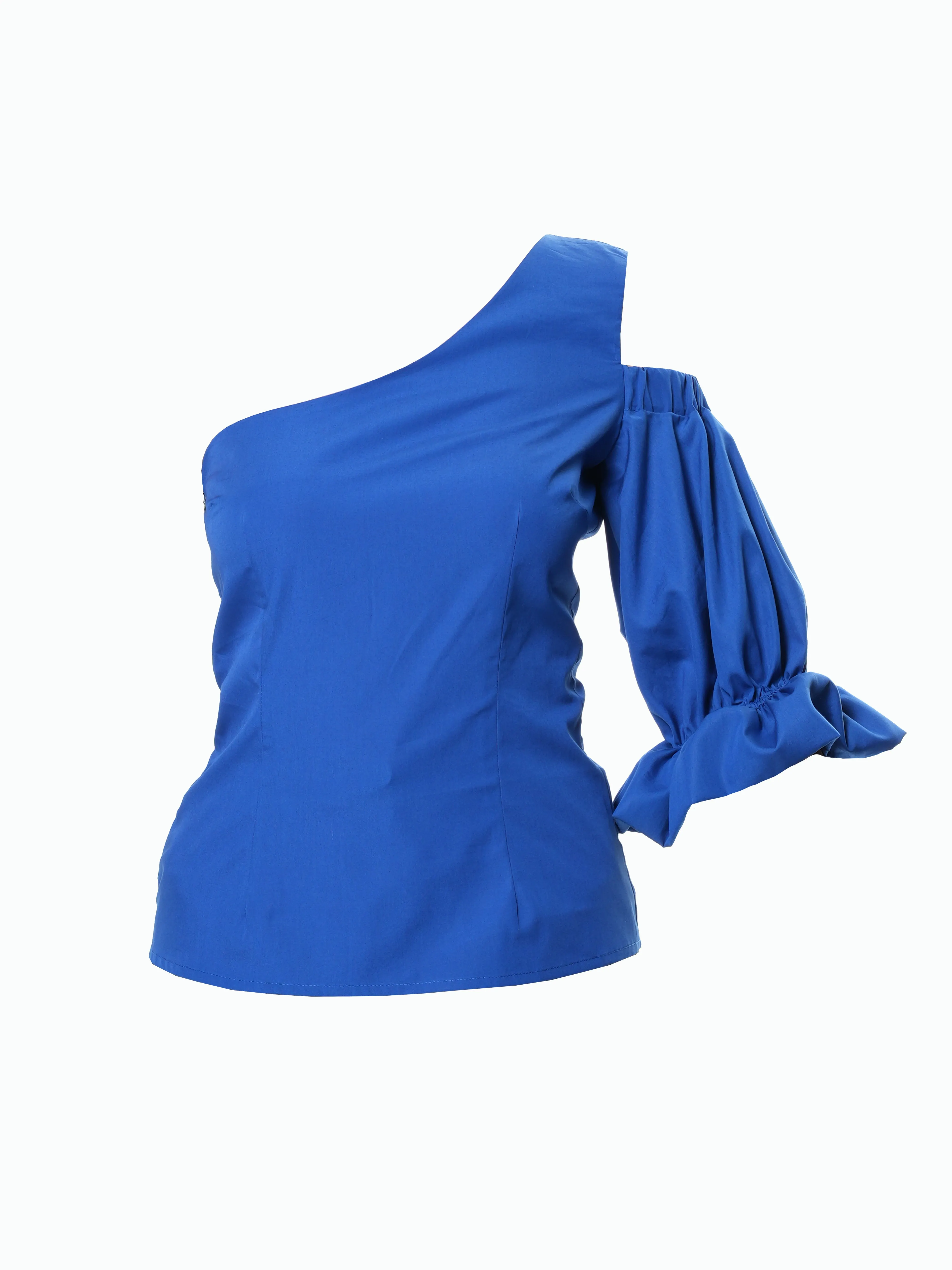 Extravagant One Sleeve Top In Blue