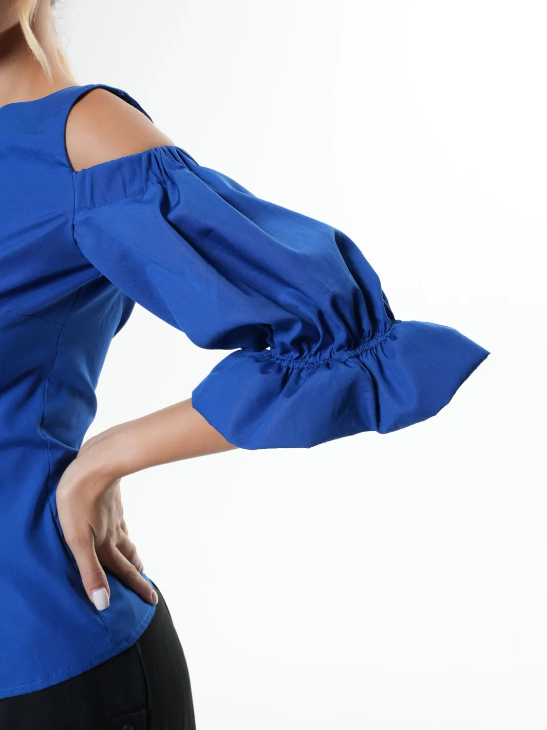 Extravagant One Sleeve Top In Blue