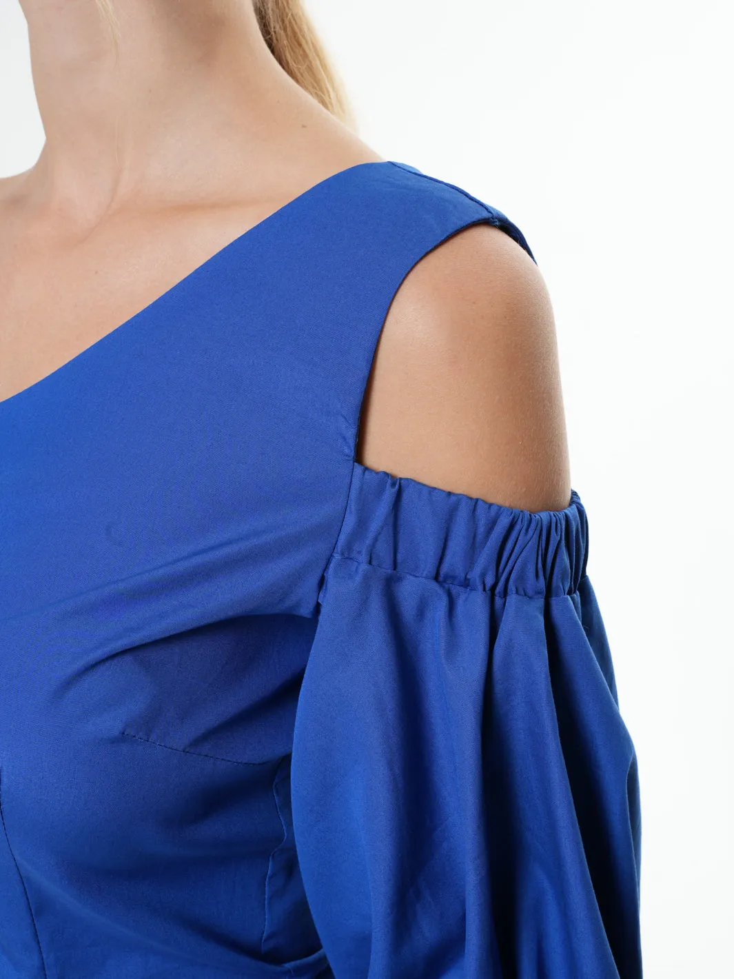 Extravagant One Sleeve Top In Blue