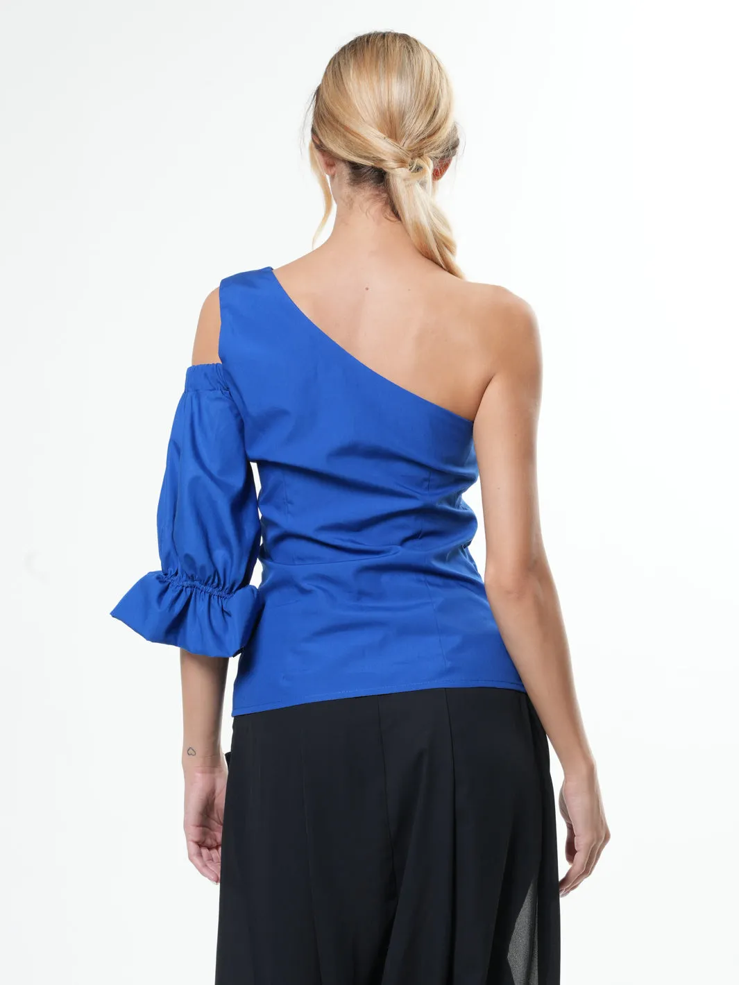 Extravagant One Sleeve Top In Blue