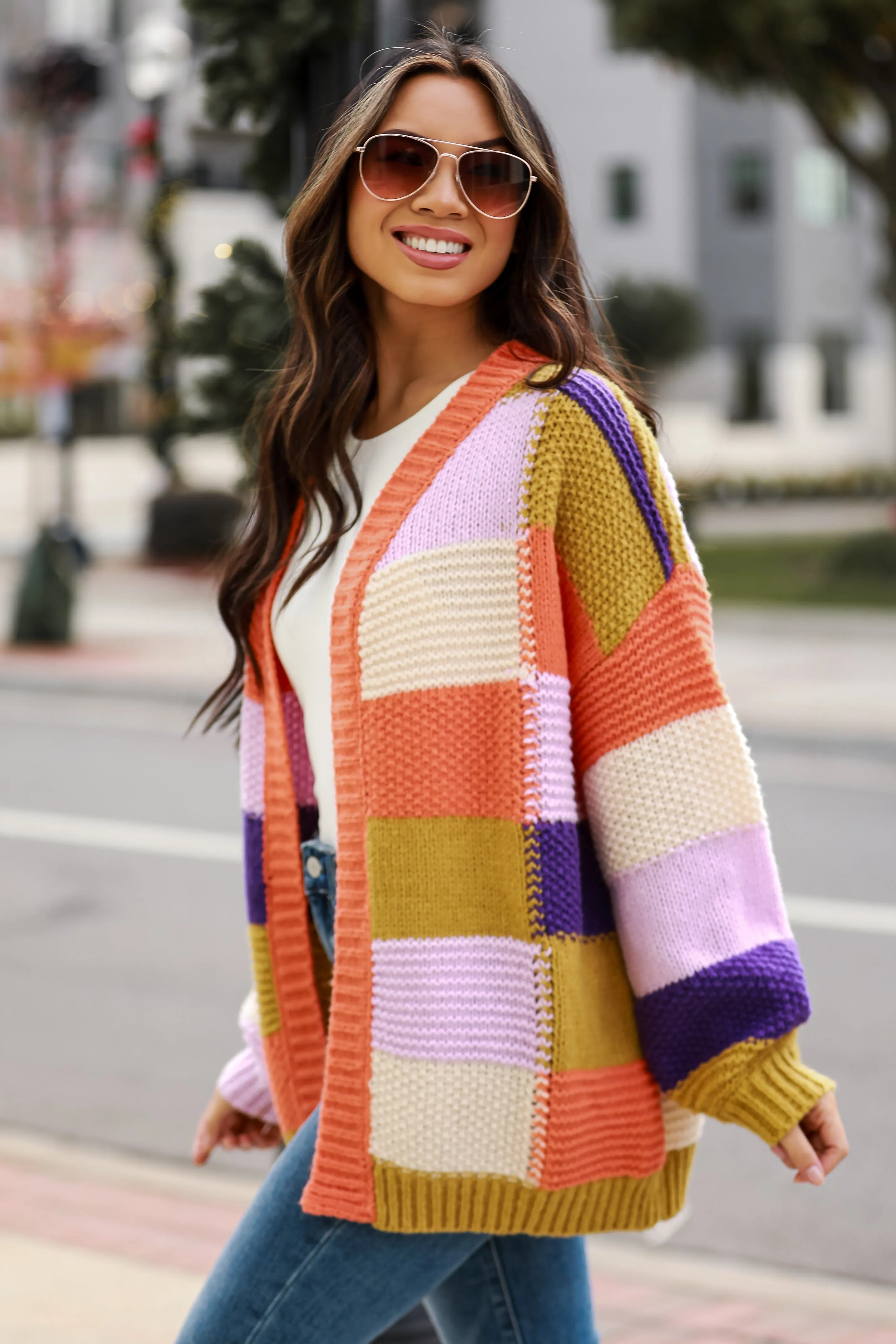 FINAL SALE - Chilly Moment Checkered Sweater Cardigan