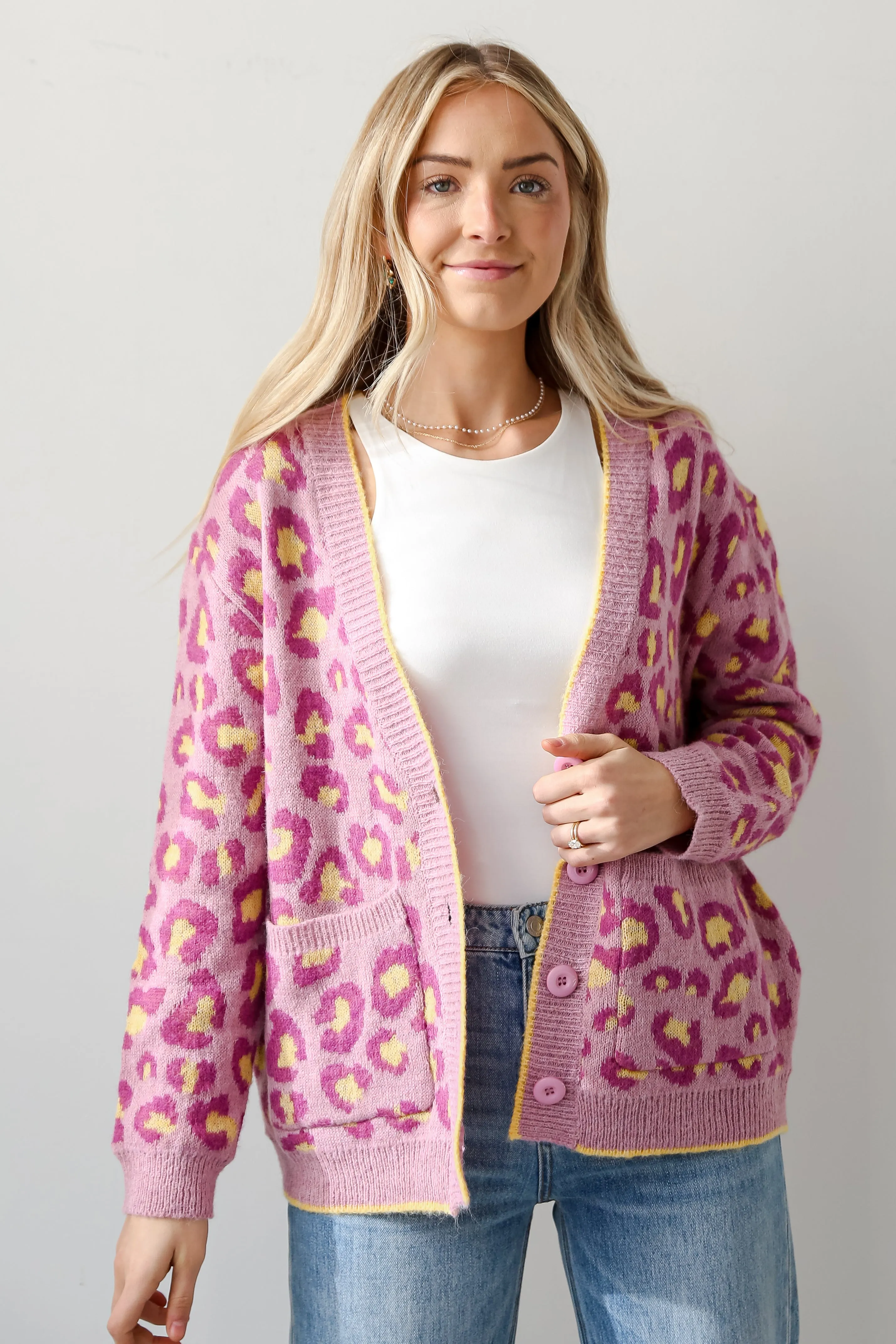 FINAL SALE - Going My Own Way Lavender Leopard Sweater Cardigan