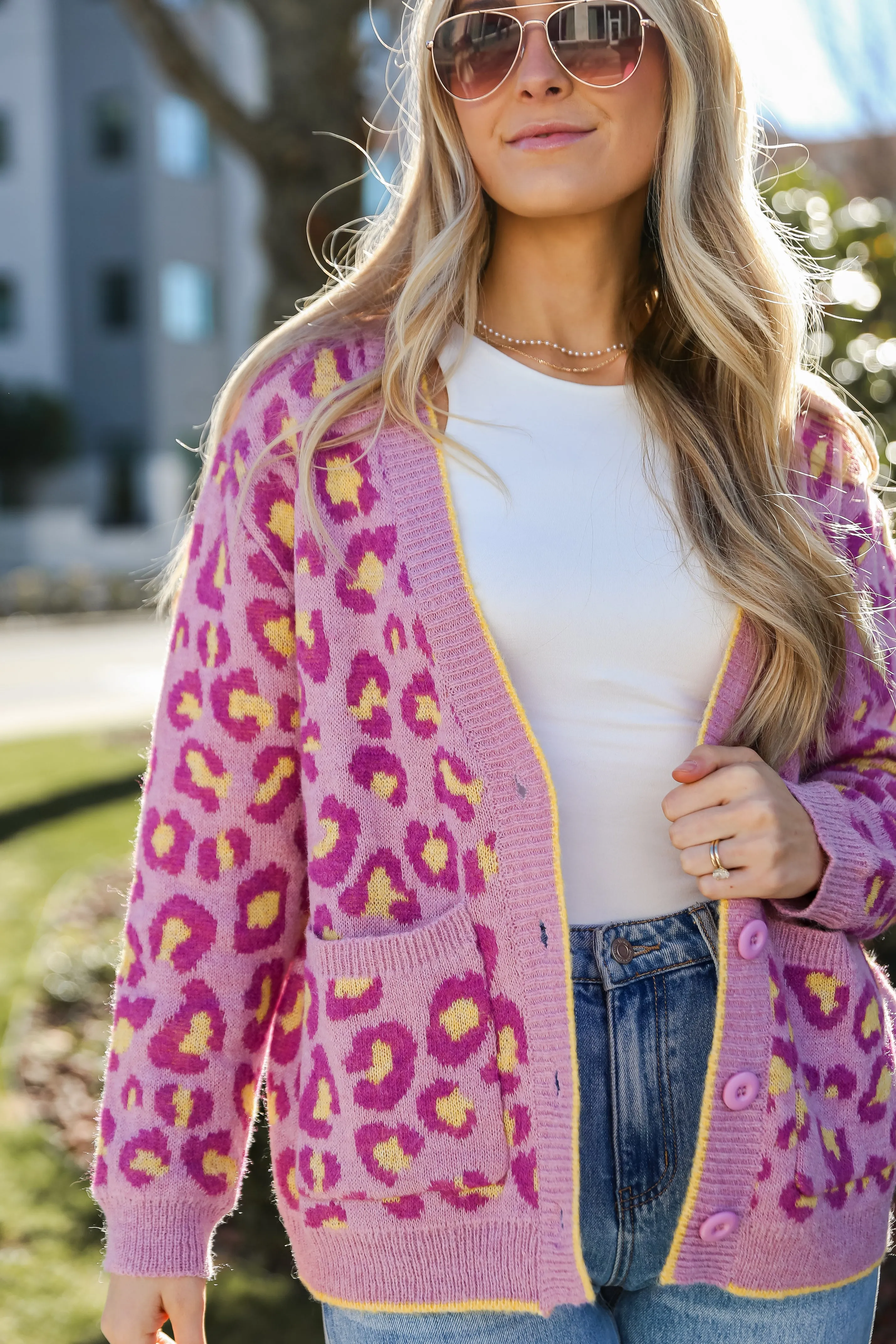 FINAL SALE - Going My Own Way Lavender Leopard Sweater Cardigan