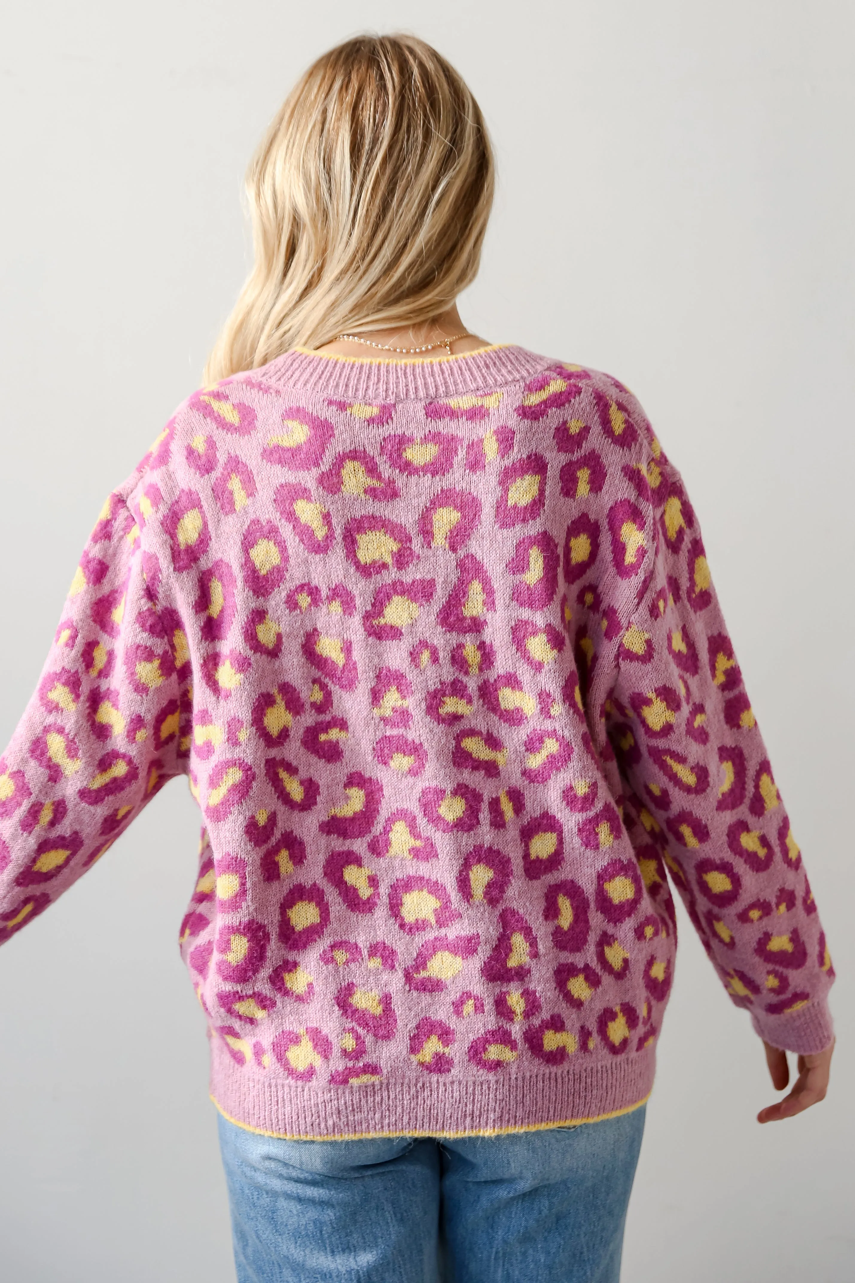 FINAL SALE - Going My Own Way Lavender Leopard Sweater Cardigan