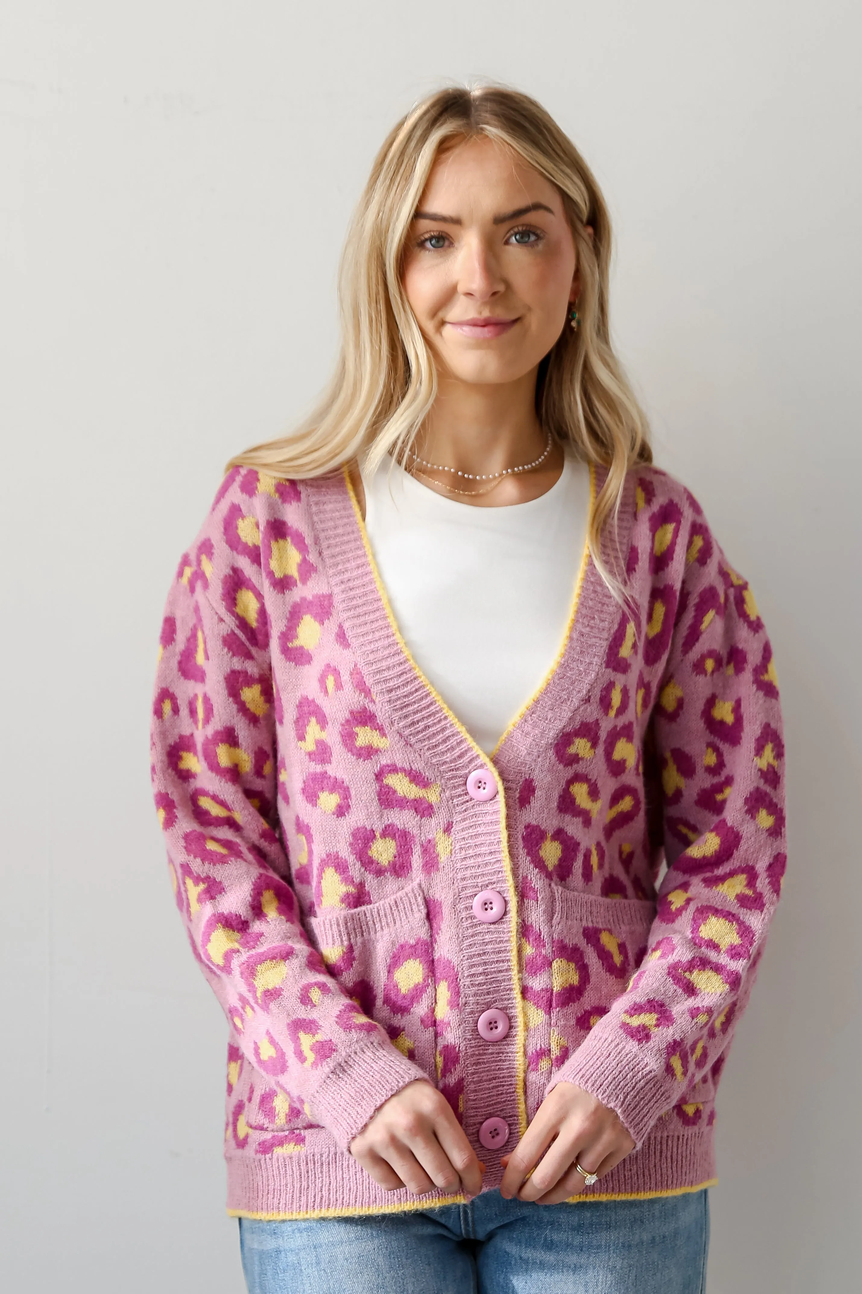 FINAL SALE - Going My Own Way Lavender Leopard Sweater Cardigan